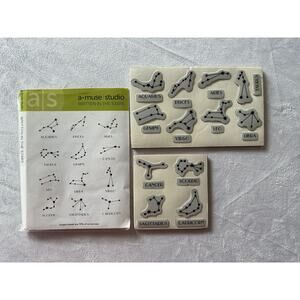 A Muse Studio Rubber Stamp Set - WRITTEN IN THE STARS Zodiac